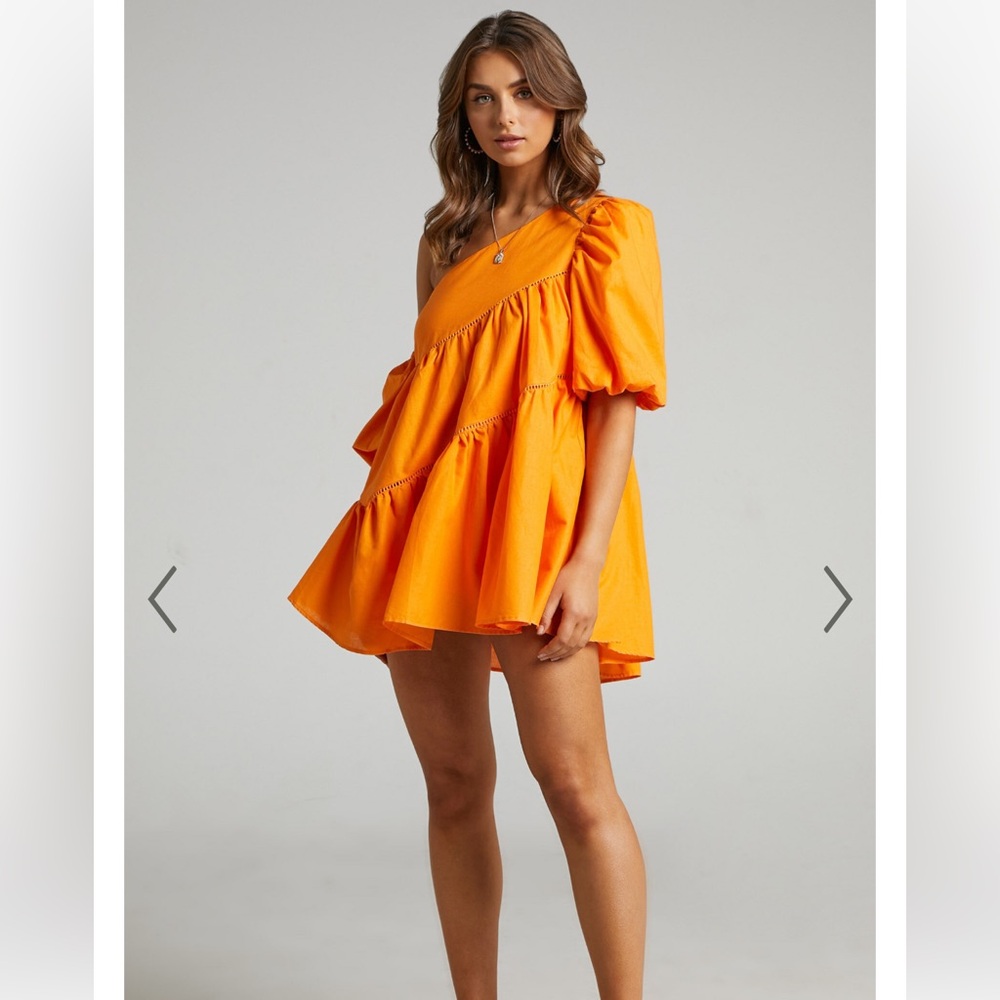 Vibrant Orange One-Shoulder Dress